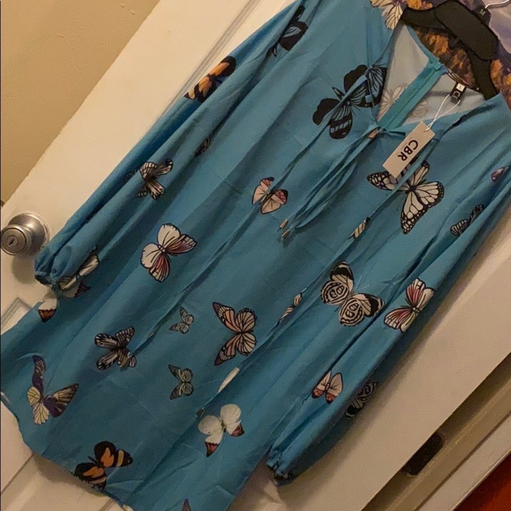 Blue butterfly dress Material is cool feeling, 🦋